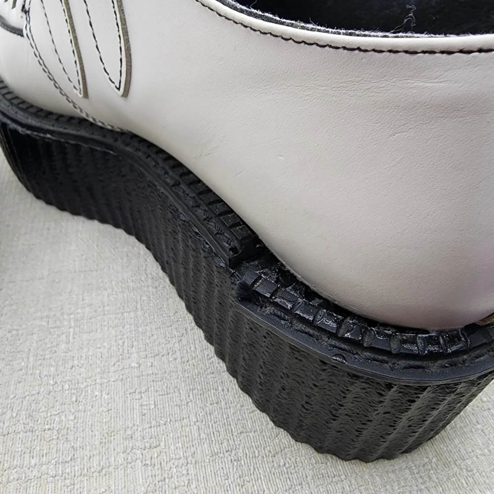 Tuk The Original Women's Leather Chunky Platform Creeper White Sz 5